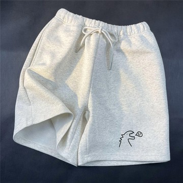 【高磅恐龍印花隔日到貨】五分褲 短褲男 美式復古運動褲潮流寬鬆繫帶印花短褲男 運動褲 寬鬆短褲男 休閒短褲 日系短褲