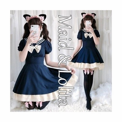 ハロウイン メイド服 Lolita アリス 仮装 衣装 ちょう結び セーラー風 ワンピース ミニ丈 コスプレ 制服 パーティー衣装 余興 歓迎会 万聖節 舞台 Halloween 通販 Lineポイント最大get Lineショッピング