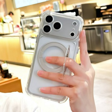 氣囊防摔保護殼 自帶鏡頭膜 旋轉支架手機殼 適用於 iPhone 17 16 15 Pro max 高級感殼