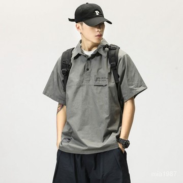 【精品男裝】工裝痞帥POLO領襯衫男夏季高級感個性帥氣短袖T恤ins潮牌半袖襯衣 TTVI