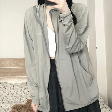 夏季新款日系連帽防曬衣女運動外套寬松薄款透氣皮膚衣冰絲防曬服