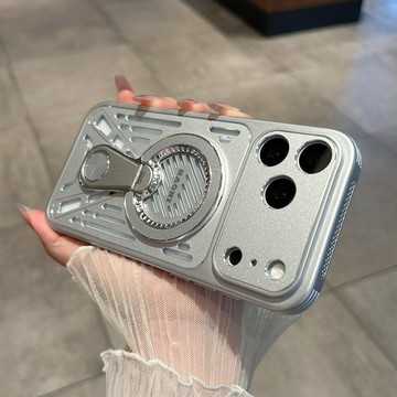 鏤空冰鋁散熱星環防摔保護殼 全包鏡頭 Magsafe磁吸 一體360支架 適用iPhone17 16 15 14 13
