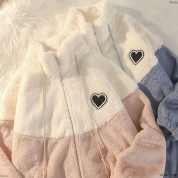 秋冬加絨加厚外套女寬鬆百搭羊羔毛皮毛一體棉服大衣潮