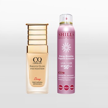 【星魅完美底妝】思珂星魅光透水潤粉底+很耐曬超清爽香氛美肌美白防曬冰鎮噴霧(180ml)