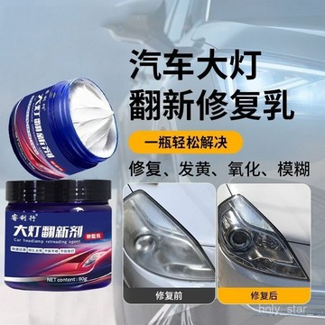🔥臺灣出貨🔥汽車大燈劃痕修複膏免打磨車燈外殻模糊髮黃清洗翻新液燈罩光亮劑hhfoof