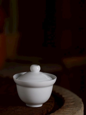 日式云影蓋碗潮汕功夫茶高白瓷陶瓷不燙手蓋碗三才碗沖茶純白小巧