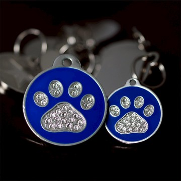 【Fulgor Jewel】富狗客製寵物吊牌 狗牌名牌 免費刻字 -晶鑽腳印