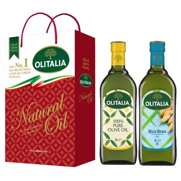 OLITALIA 奧利塔 純橄欖油1L + 玄米油1L 2件禮盒  1盒