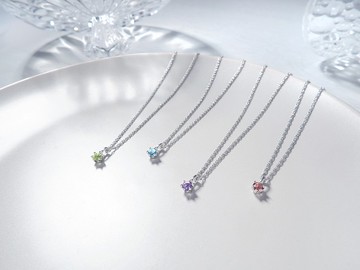 星閃系列 七夕 情人節 禮物 單鑽爪鑲 項鍊 鎖骨鍊 幸運生日石