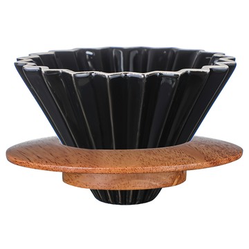 陶瓷木托咖啡濾杯 2-4人份 陶瓷+實木  1組  濾杯 + 木托