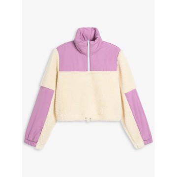 諾諾E站【MK】秋裝 女士拼接夾克羊羔毛立領短毛絨長袖外套短款