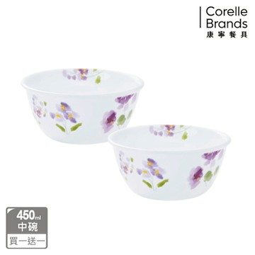【美國康寧】(買1送1)CORELLE 紫霧花彩450ml中式碗
