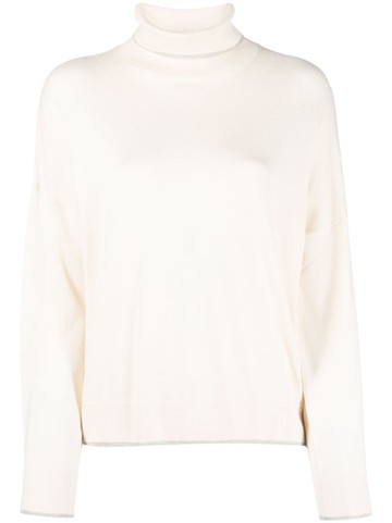 LIU JO - metallic-threading knitted jumper - women - Viscose/Polyamide/Polyester - M - Neutrals