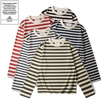 OKONKWO︱230克重磅長袖條紋T恤甲板海魂衫女情侶款圓領T阿美咔嘰