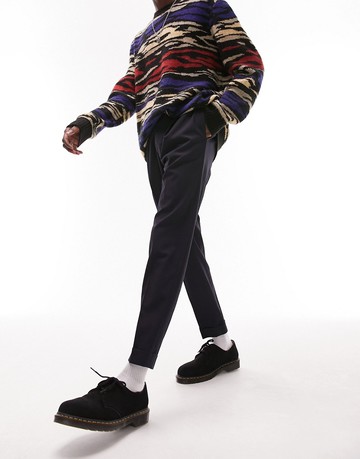 Topman tapered ripstop trousers in navy
