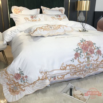 法式公主四件套60支刺繡純棉1.8m床單被套床笠款床上用品