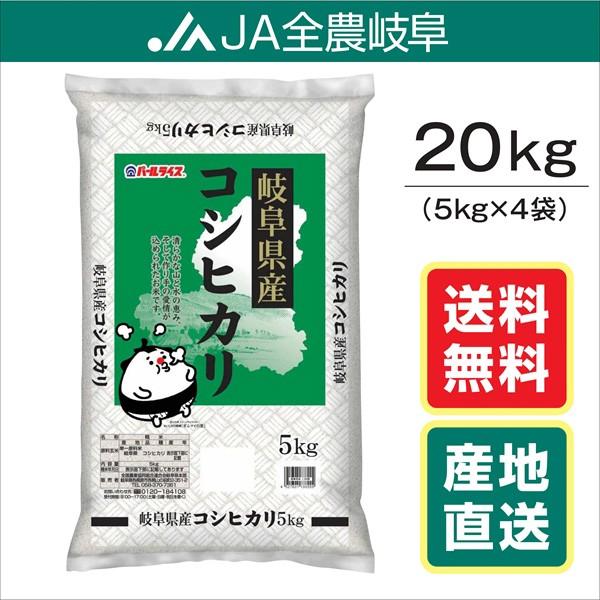 米 令和5年産 お米　20kg　コシヒカリ　岐阜県産　(5kg×4袋)　送料無料（一部地域を除く）レビュー投稿でエコバックが付く