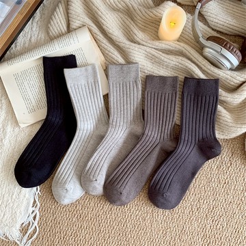 秋冬款襪子 素面 仿羊絨 韓式 保暖襪 男款襪 襪子 中筒襪 森林系襪子 MM4185