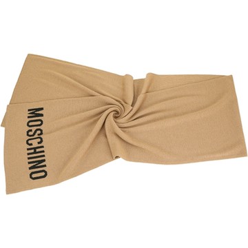 MOSCHINO 亮蔥字母針織駝色羊毛混紡圍巾 披肩(180x30cm)