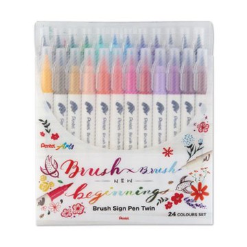Pentel 飛龍 雙頭柔繪筆 24色 /盒 SESW30C-24