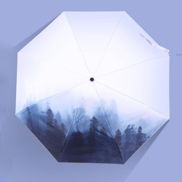 全自動水墨風雨傘女晴雨兩用折疊 小清新森系中國 復古風遮太陽傘