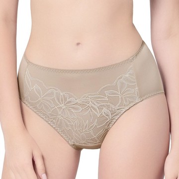 SWEAR 思薇爾 花翎系列 M-XXL 蕾絲 中腰 三角 女內褲 (褐茶膚)