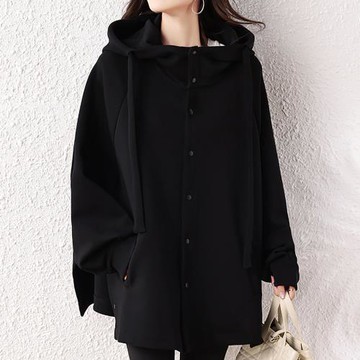 麗質達人 - 7821黑色連帽外套-LY