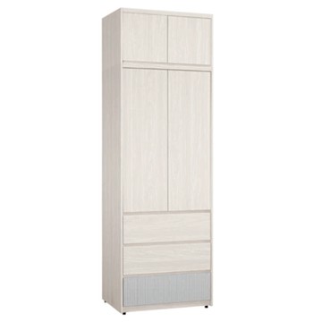 文創集 克萊雙色2.7尺四門三抽加高衣櫃組合-80x57x247cm免組