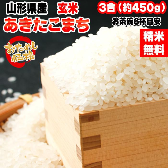 新米 ポイント消化 お米 送料無料 あきたこまち 450g (3合) 令和5年産 山形県産 白米 無洗米 分づき 玄米 当日精米 真空パック メール便 600円 ゆうパケ