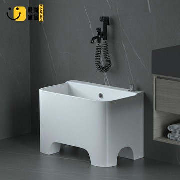 免運 拖把池 陽台拖把池 家用新款拖把池拖布池衛生間陽臺一體高腳高溫陶瓷水槽池洗墩布盆