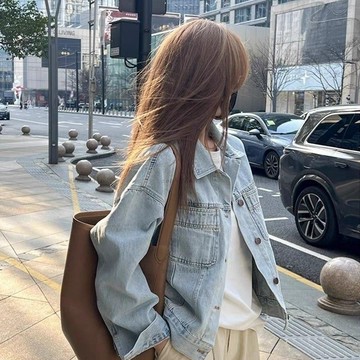 韓版ins歐式水洗棉復古牛仔外套女 春秋薄款韓版寬鬆短版長袖薄襯衫外套 牛仔外套女