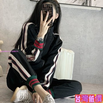 悅裳💎台灣免運💎休閒套裝 運動套裝網紅鹽係炸街減齡早秋小香風氣質港風複古chic運動針織兩件套裝女