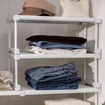 Living Gonggam Brin可調節長度衣櫃隔板置物架  白色  小(47~68 x 24 x 22cm)  1個