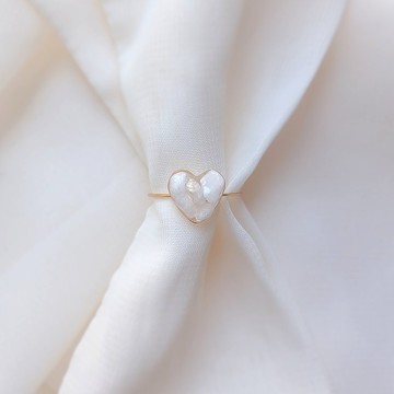 小心形戒指天然石心形戒指 NO.05（月光石均碼）