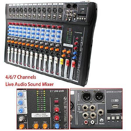 Fichiouy Professional Powered Mixer 12Channel, Power Mixing Amplifier Live Studio Audio Mixer Professional Mixing Console USB Sound Board (12-Channel