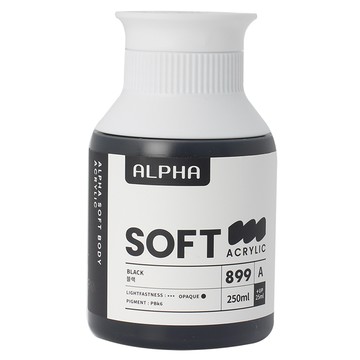 Alpha 軟管壓克力顏料 單色 A 899 黑色  250ml  1色