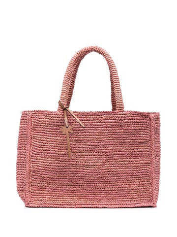 Manebi - medium Sunset raffia tote bag - women - Raffia/Calf Leather - One Size - Pink