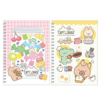 水豚 方格側翻筆記本 25K-糖果/荷包蛋