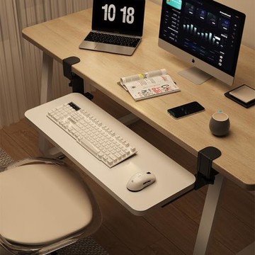 電腦桌子鍵盤托架工作臺桌下滑軌夾桌面延長板抽屜支架鼠標收納架