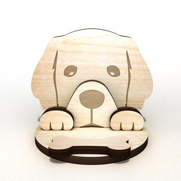 黃金獵犬手機/平板座/名片座+集線memo夾,客製化刻字,交換禮物