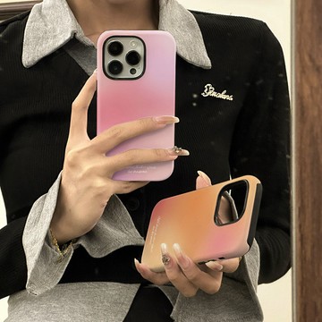 ins漸變橙色適用蘋果16promax手機殼iphone15菲林二閤一14殼13女X