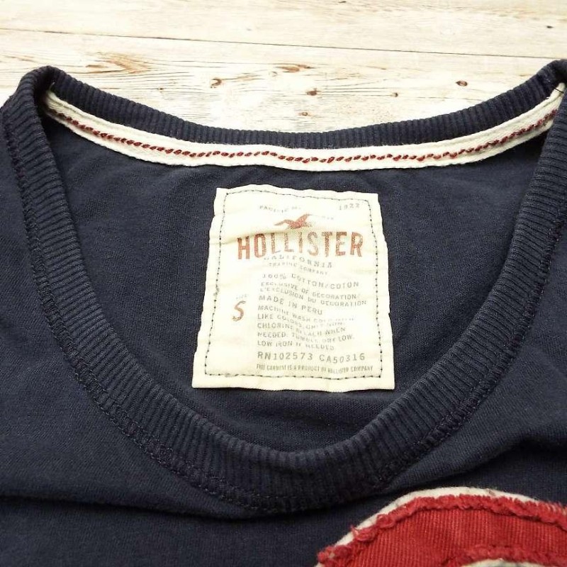 SDGs対象商品】HOLLISTER（ホリスター）胸パッチ＆刺繍入り 丸首 半袖