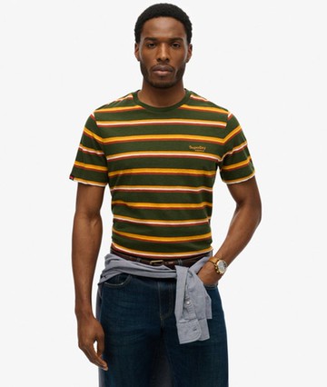 Superdry Men's Essentials Stripe T-shirt Green Size: XL