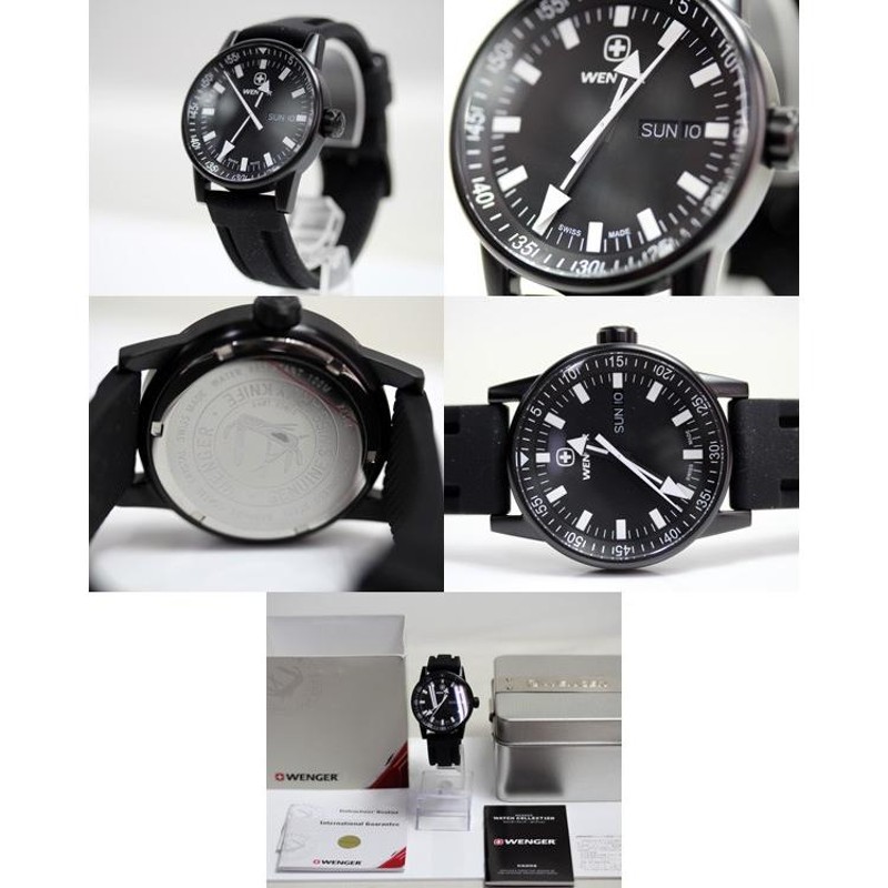 WENGER ウェンガー コマンドデイデイト 7017X/70175 スイスミリタリー 黒文字盤 腕時計 メンズ ラバーベルト 未使用品 買取品  質屋出店 あすつく MT2189 | LINEショッピング