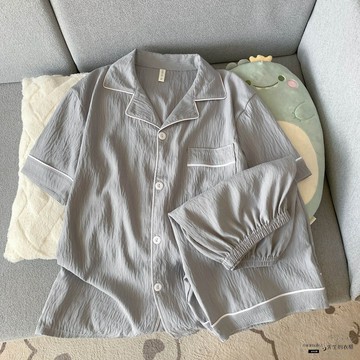 ✨限時惠購⚡ 睡衣大碼 高檔睡衣男士雲朵棉紗感夏季輕奢短袖短褲青少年休閒家居服兩件套