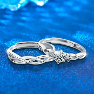 戒指 對戒 指環 純銀戒指 情侶戒指 銀戒 韓國戒指 銀飾 純銀對戒 開口戒指 莫桑鑽戒 訂婚禮物 送男友 禮物 134