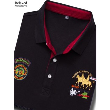 品牌男裝純棉長袖T恤男翻領體恤Polo衫刺繡高檔有領上衣秋季大牌T