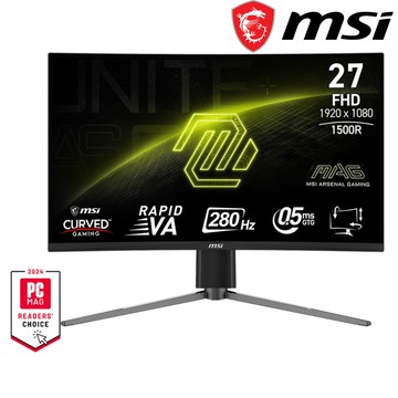 【MSI 微星】276CPXF 電競螢幕 (DP/HDMI/Rapid VA/曲面/0.5ms/280Hz/三年保固)