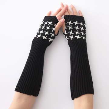 針織手套露指手套-千鳥紋提花半指臂套男女配件5色74bo20【獨家進口】【米蘭精品】