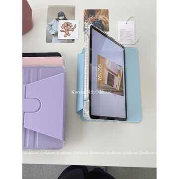 假日「慵懶淺藍」ipad殼/ins溫柔香芋紫 2024pro11旋轉亞克力透明硬殼10代/10.9寸平板保護套air6/10.2/mini